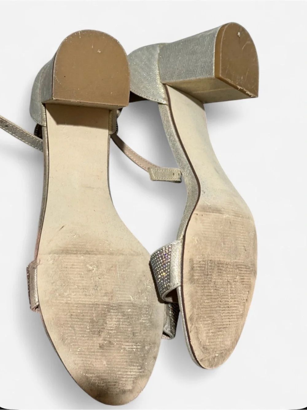 Madden Girl Iridescent Gold Block Heel Sandals